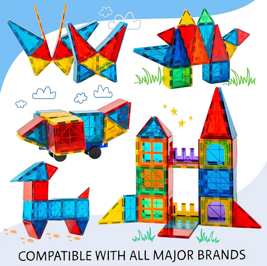Magnetic Tiles 125 PCS XL Set with Storage Bag
