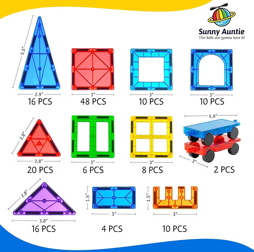 Magnetic Tiles 150 PCS XL Set with Storage Bag
