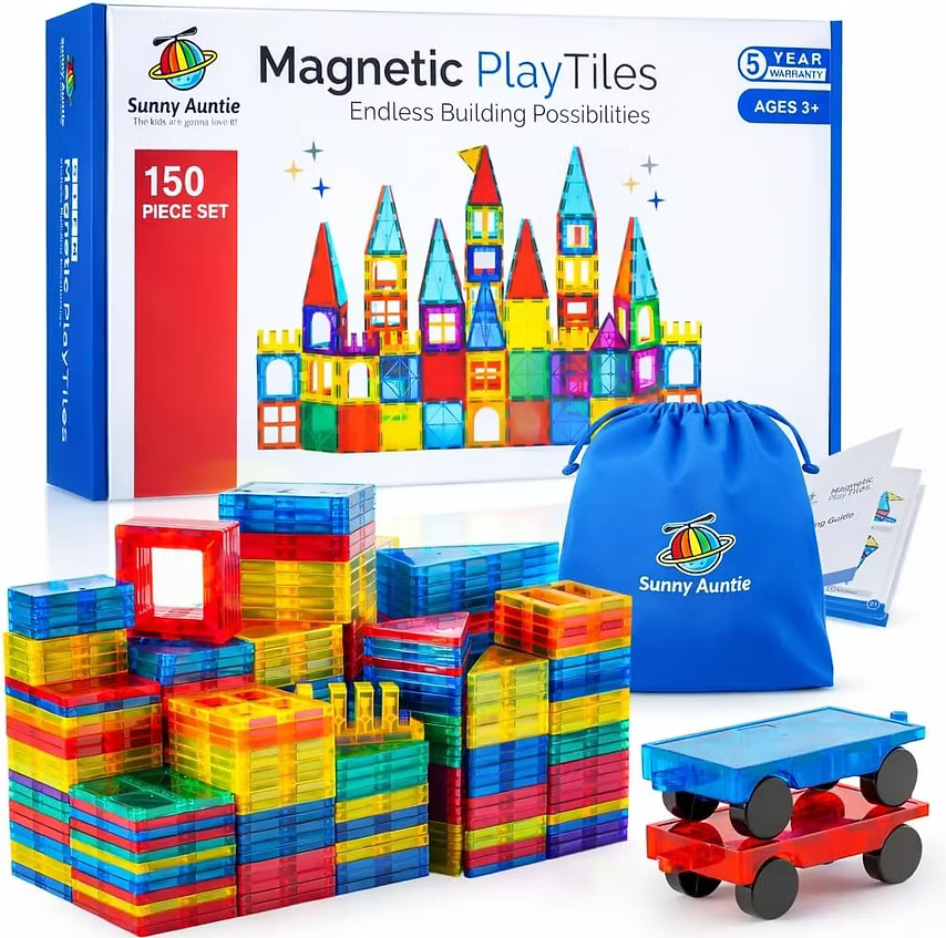 Magnetic Tiles 150 PCS XL Set with Storage Bag