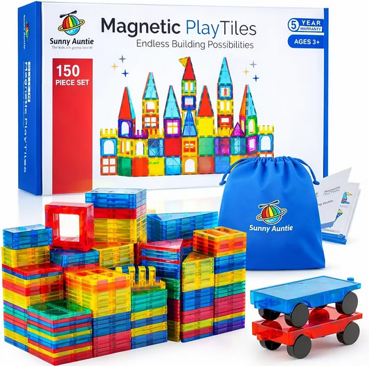 Magnetic Tiles 150 PCS XL Set with Storage Bag