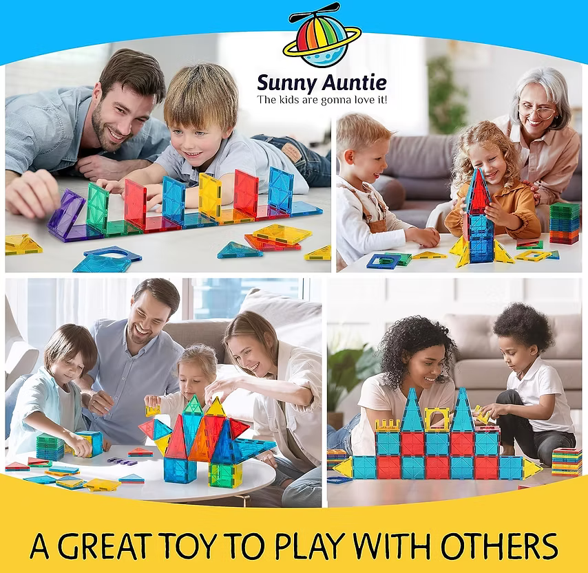 Magnetic Tiles 100 PCS with 2 Cars