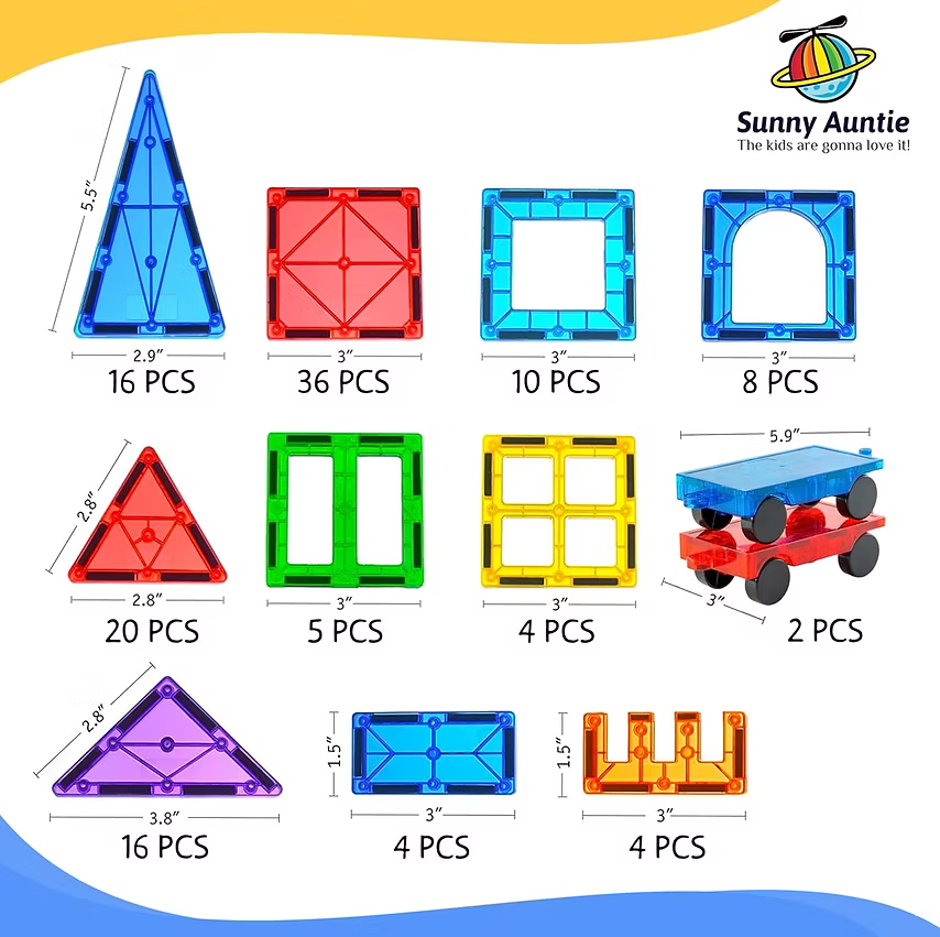 Magnetic Tiles 125 PCS XL Set with Storage Bag