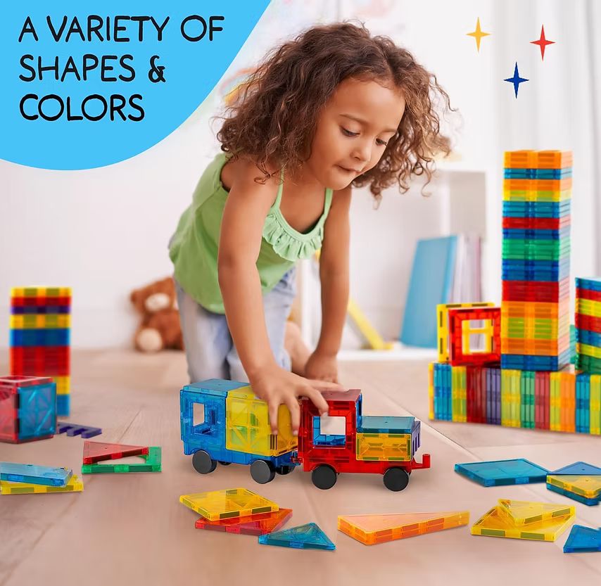 Magnetic Tiles 100 PCS with 2 Cars