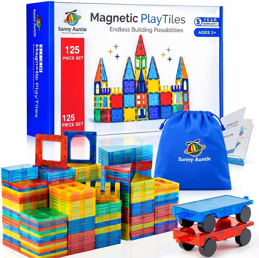 Magnetic Tiles 125 PCS XL Set with Storage Bag
