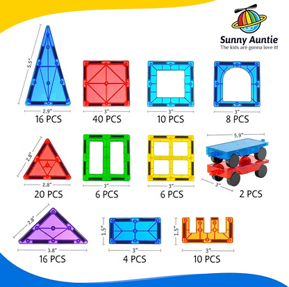 Magnetic Tiles 138 PCS XL Set with Storage Bag
