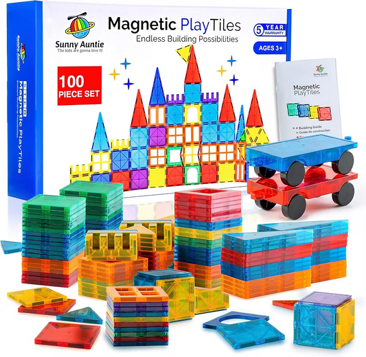 Magnetic Tiles 100 PCS with 2 Cars