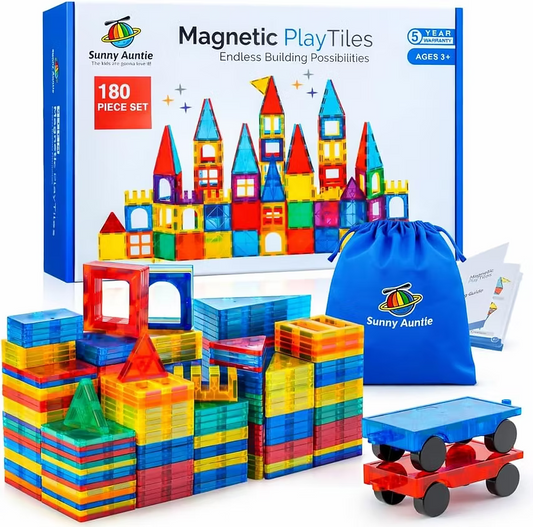 Magnetic Tiles 180 PCS XL Set with Storage Bag